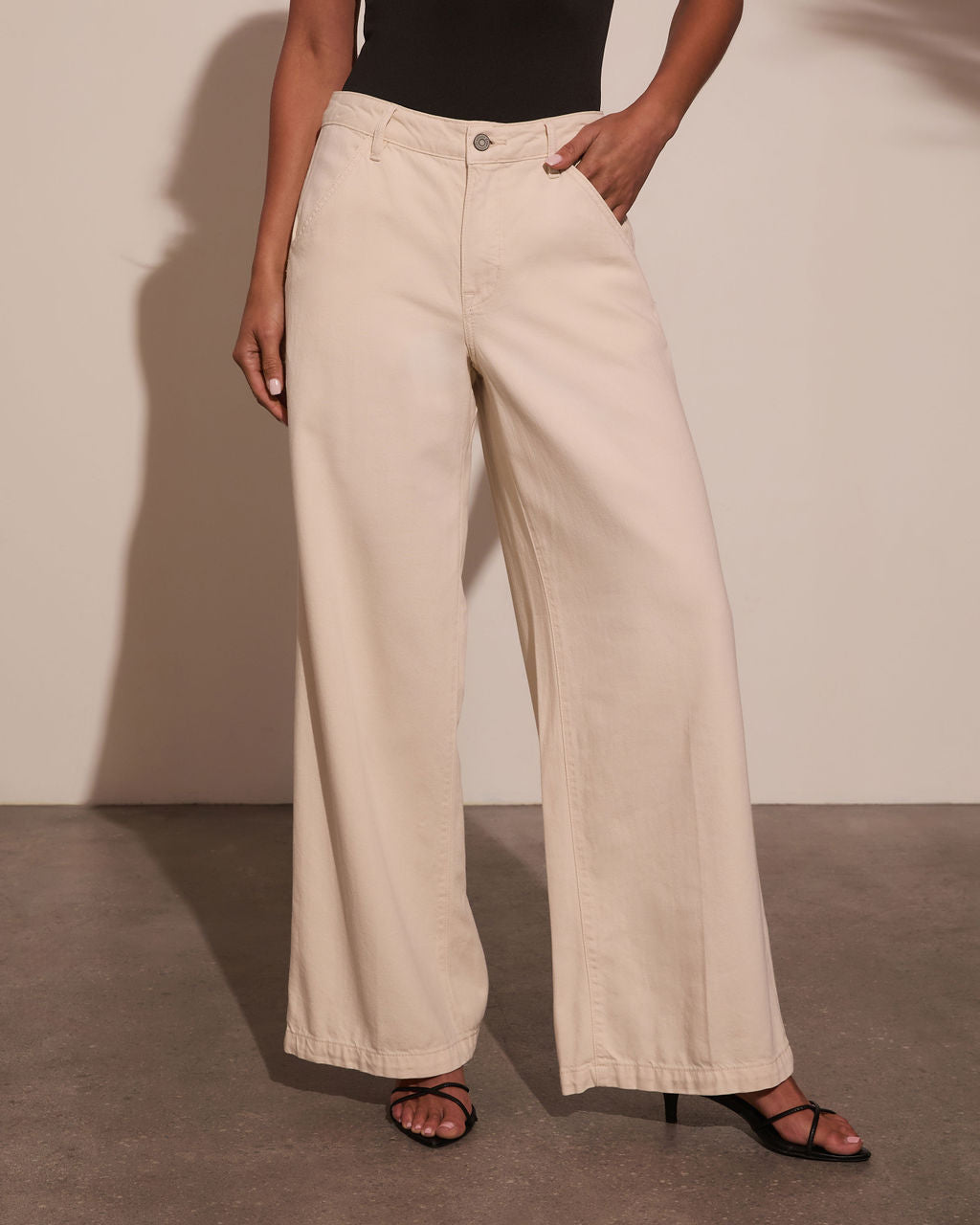 Leema Stretch Wide Leg Twill Pants-Vogue Logic