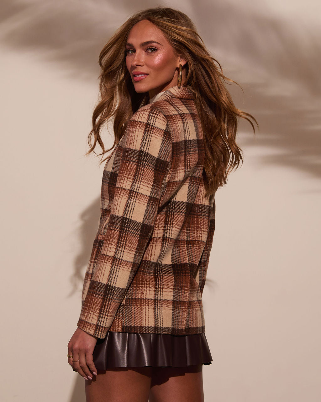 Eve Pocketed Plaid Blazer-Vogue Logic
