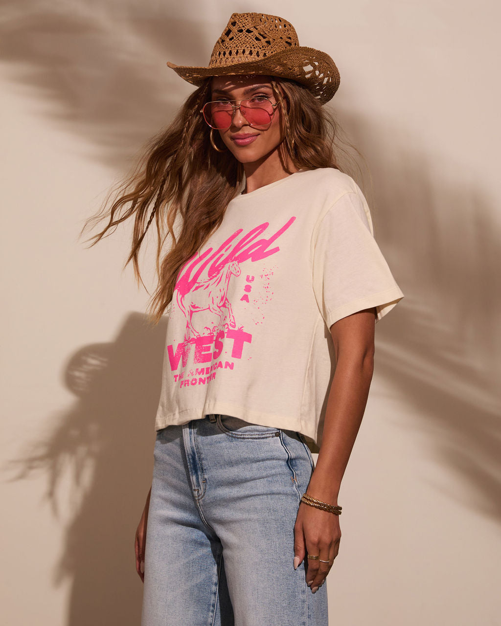 Wild West Cropped Graphic Tee-Vogue Logic