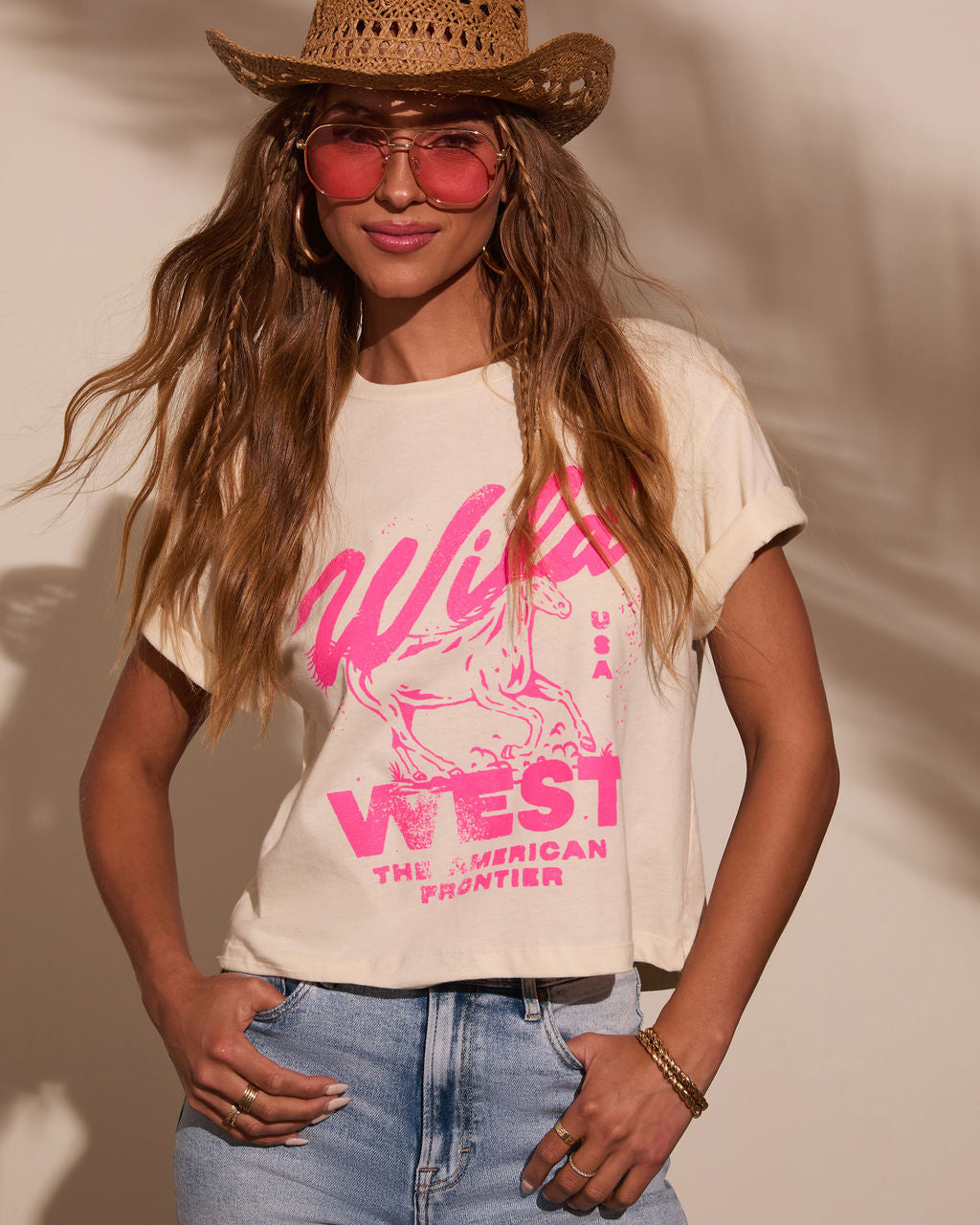 Wild West Cropped Graphic Tee-Vogue Logic