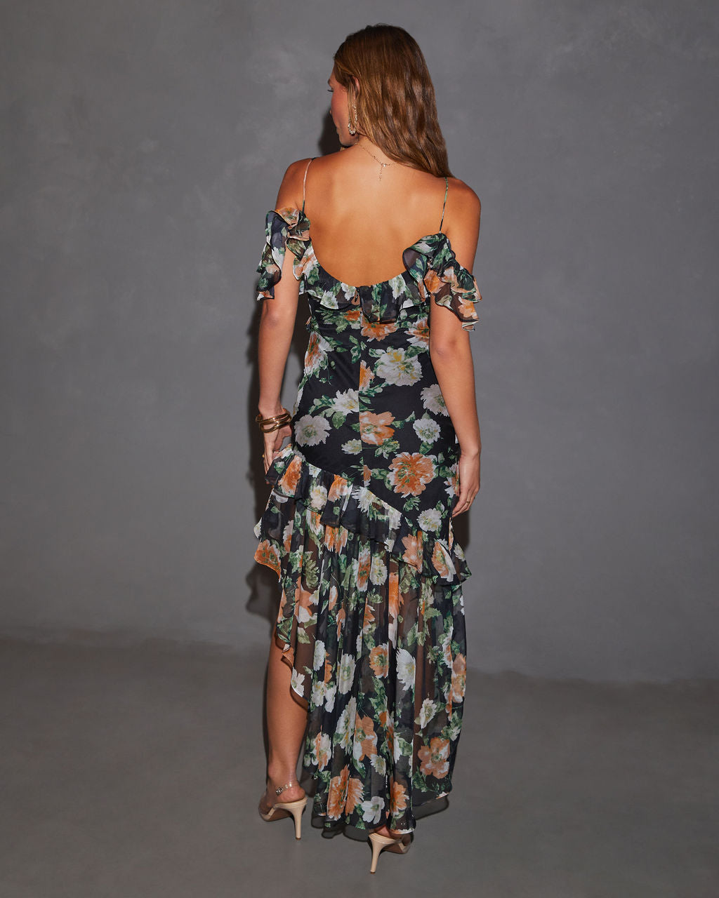 Chelsea Off The Shoulder Ruffle Maxi Dress-Vogue Logic