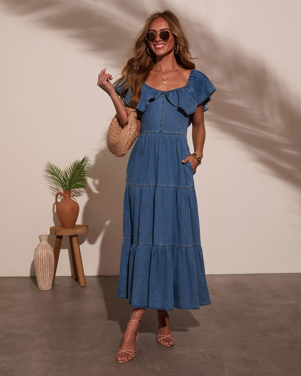 Penelope Chambray Midi Dress-Vogue Logic