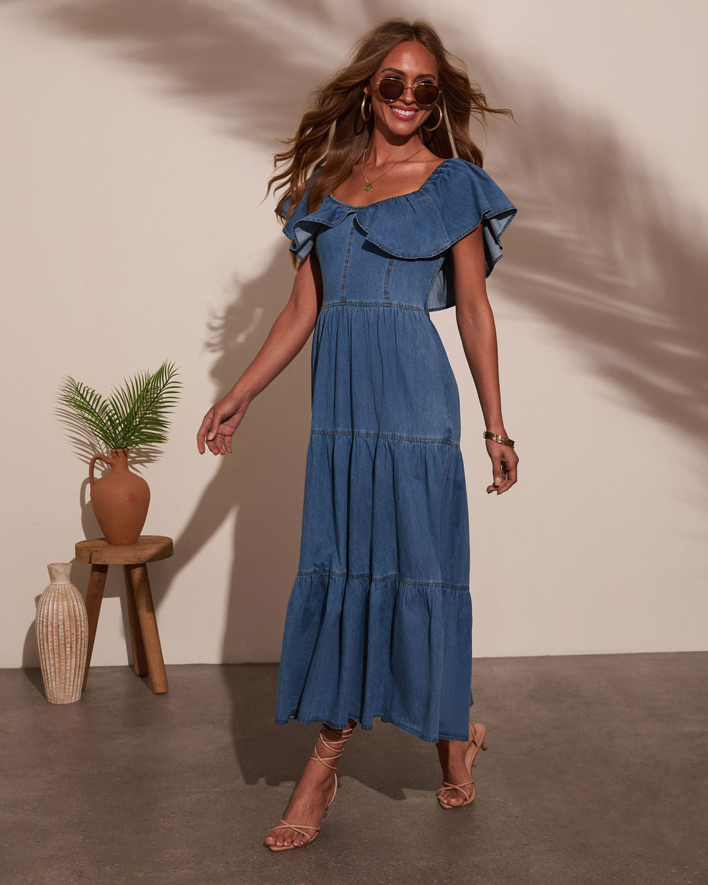 Penelope Chambray Midi Dress-Vogue Logic