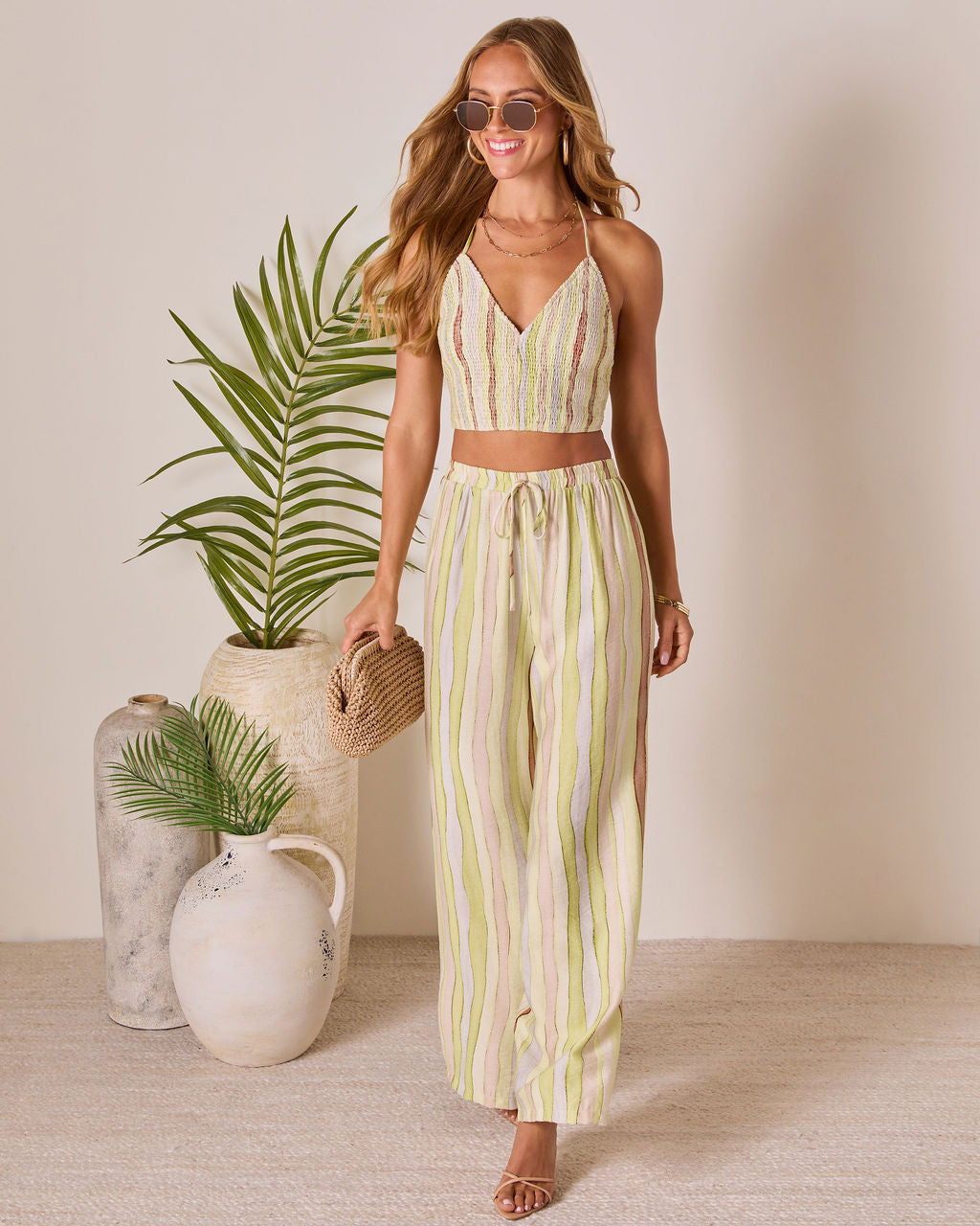 Meila Drawstring Wide Leg Pants-Vogue Logic