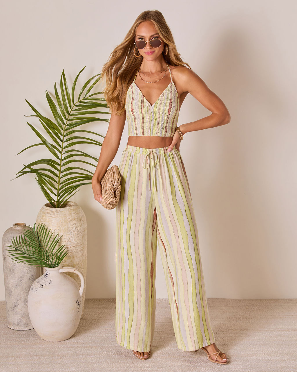 Meila Drawstring Wide Leg Pants-Vogue Logic