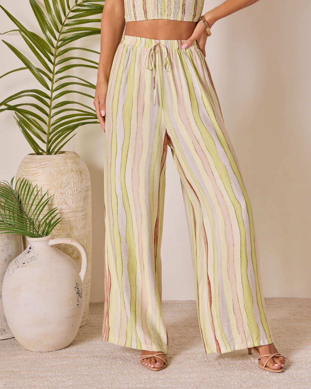 Meila Drawstring Wide Leg Pants-Vogue Logic