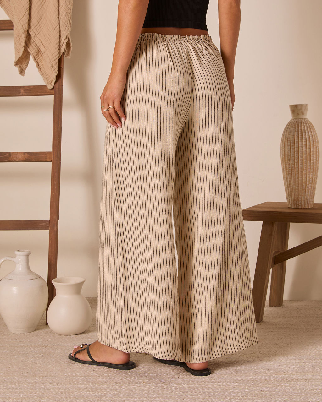 Preslen Striped Waist Tie Pants-Vogue Logic