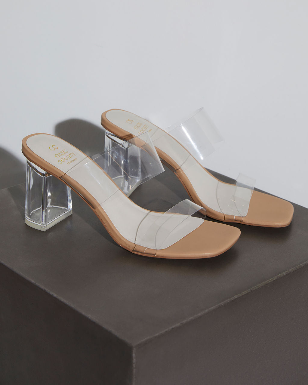 Jodi Clear Block Heel Mules-Vogue Logic