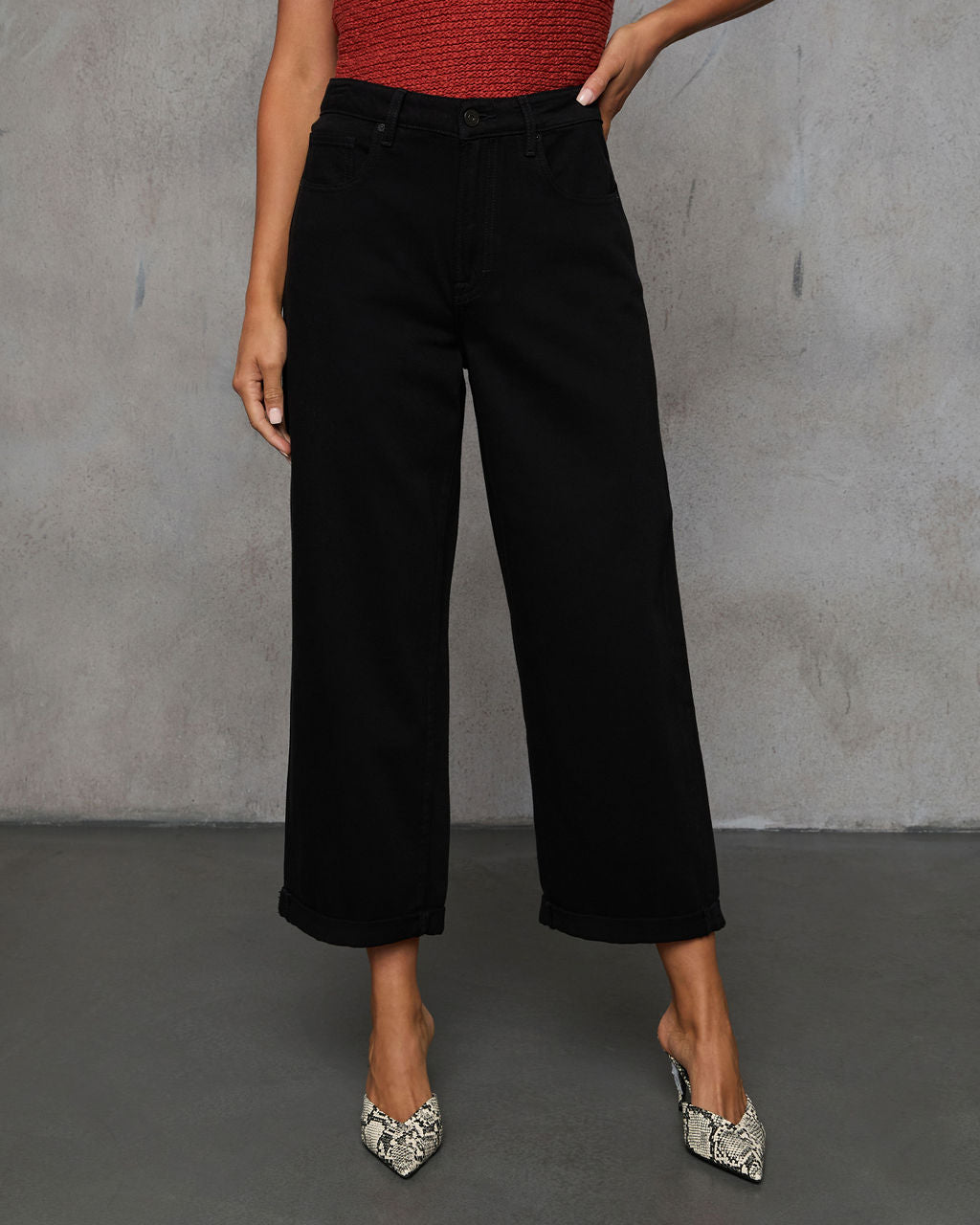 In Full Stretch High Rise Wide Leg Cropped Jeans-Vogue Logic