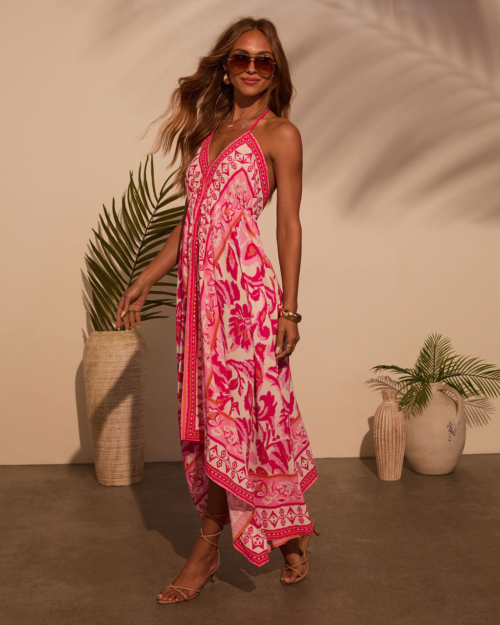 Vineyard Border Print Maxi Dress-Vogue Logic