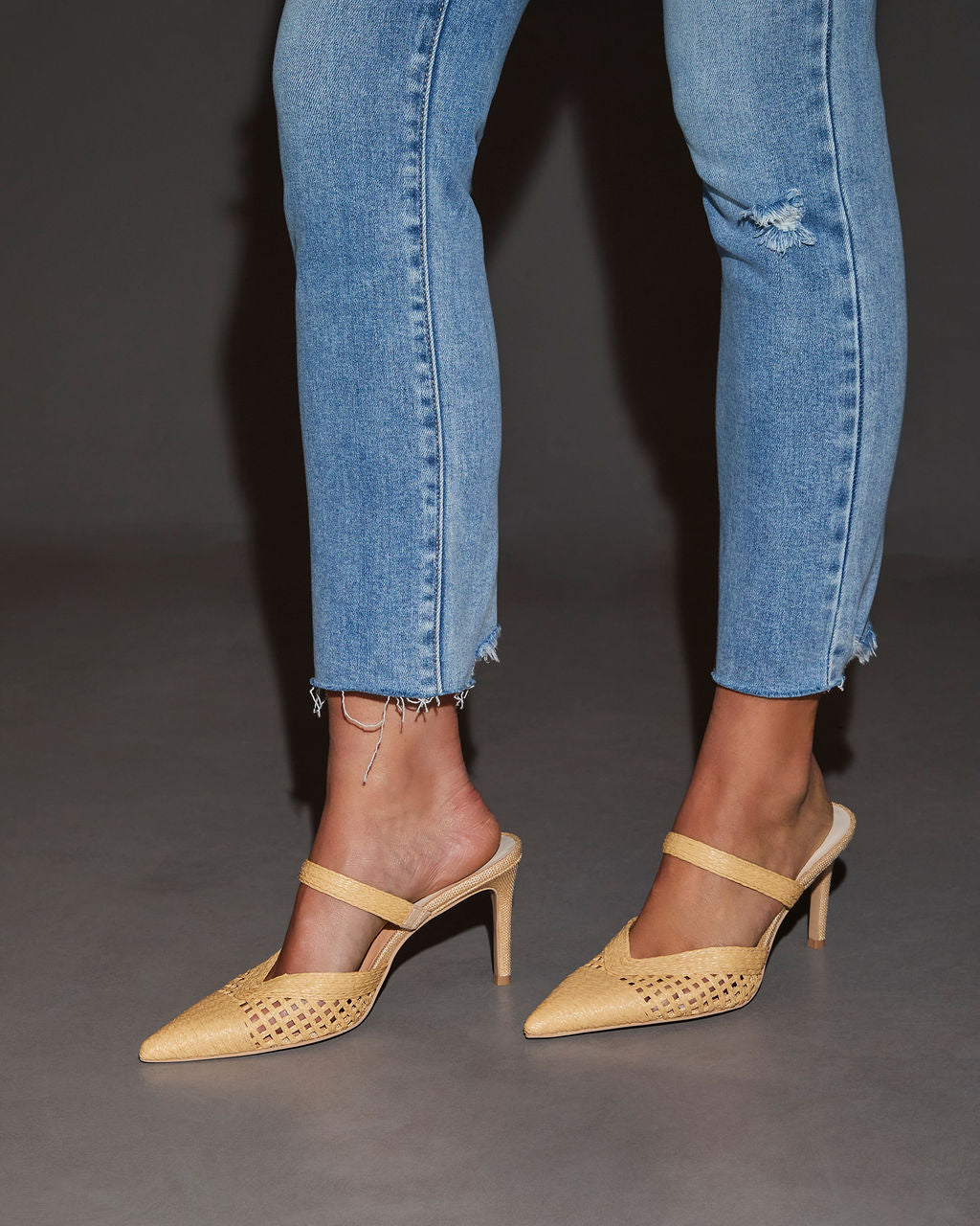 Kaline Raffia Pointed Toe Mules-Vogue Logic