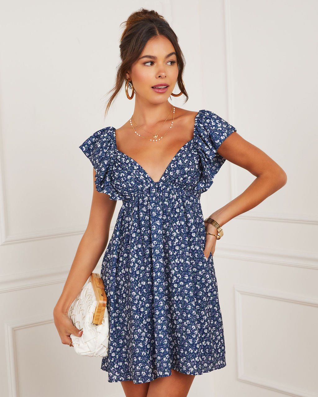 Daniela Gingham Babydoll Mini Dress-Vogue Logic