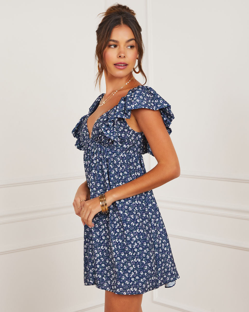 Daniela Gingham Babydoll Mini Dress-Vogue Logic