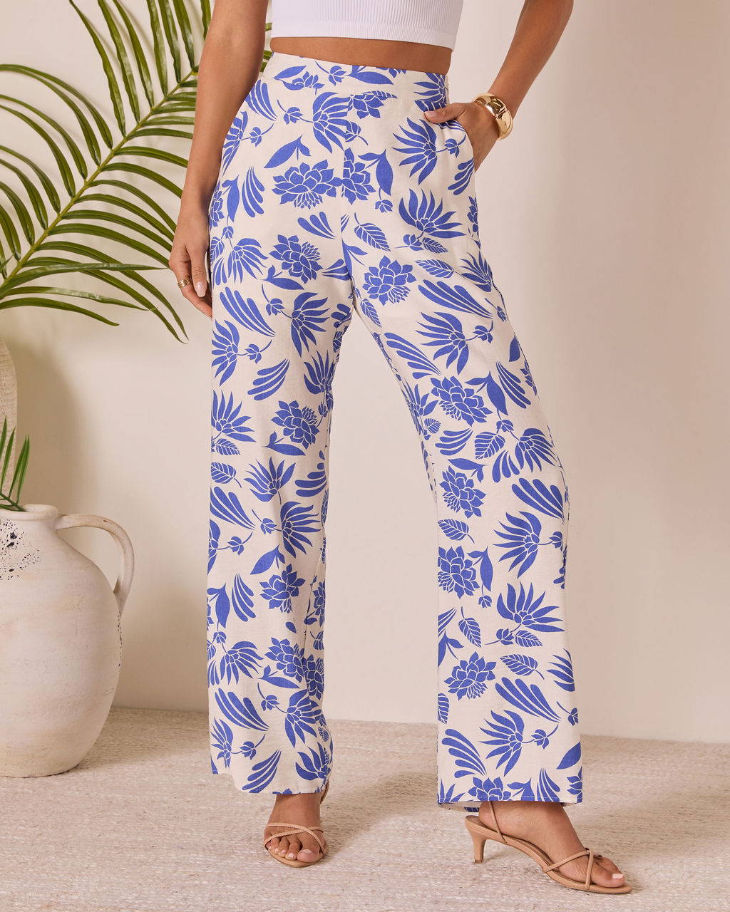 Coastal Bound Tropical Print Pant-Vogue Logic