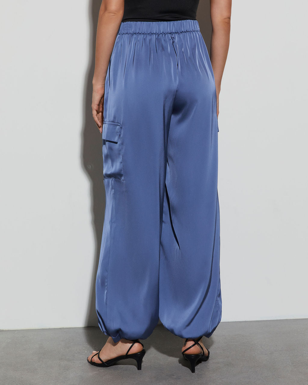 Alana Pocketed Satin Cargo Joggers-Vogue Logic