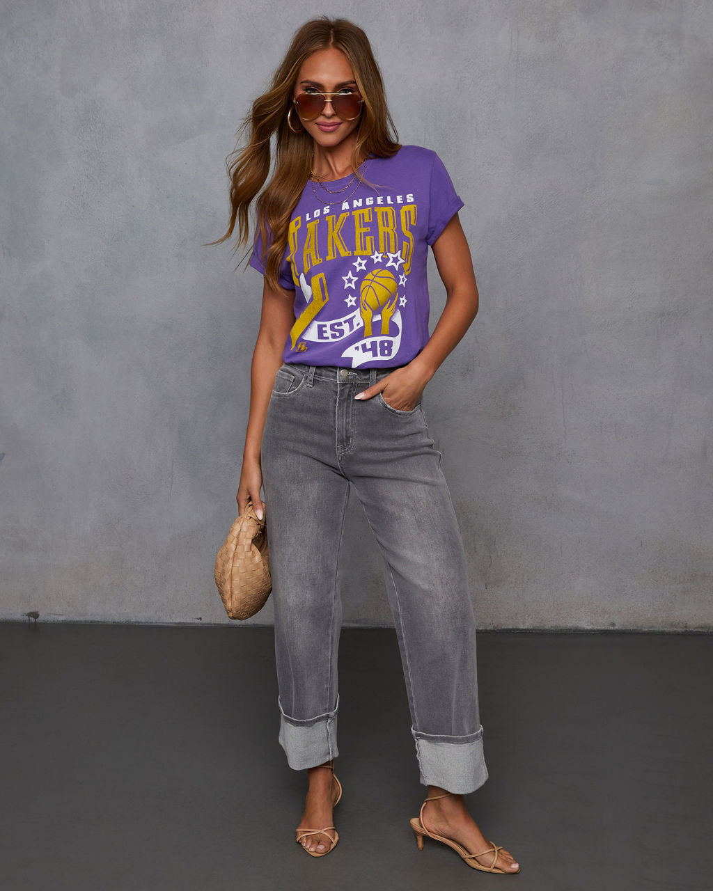 LA Lakers Short Sleeve Graphic Tee-Vogue Logic