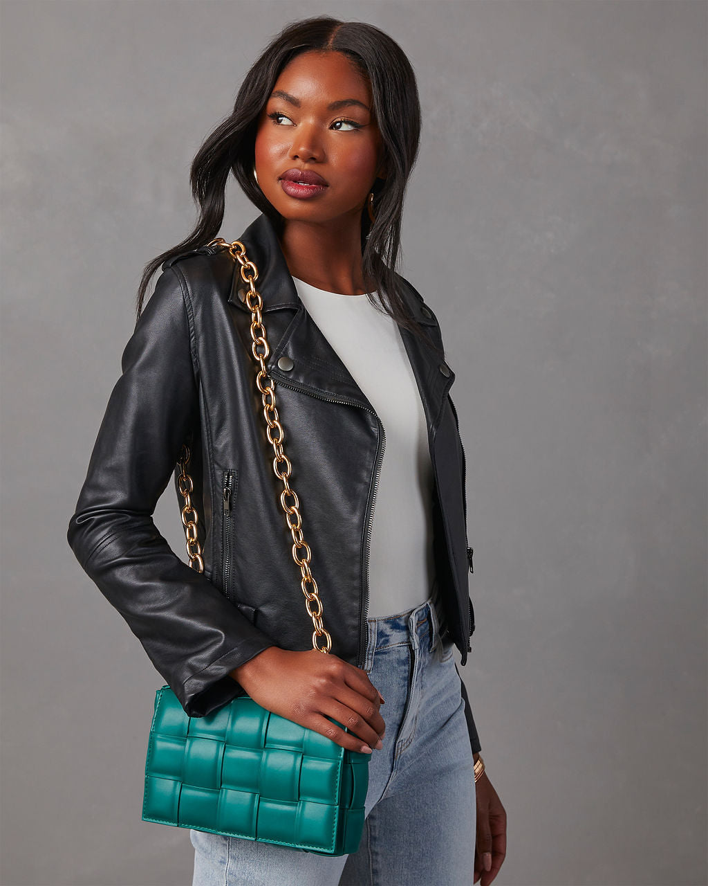 Desire Padded Woven Chain Handbag-Vogue Logic