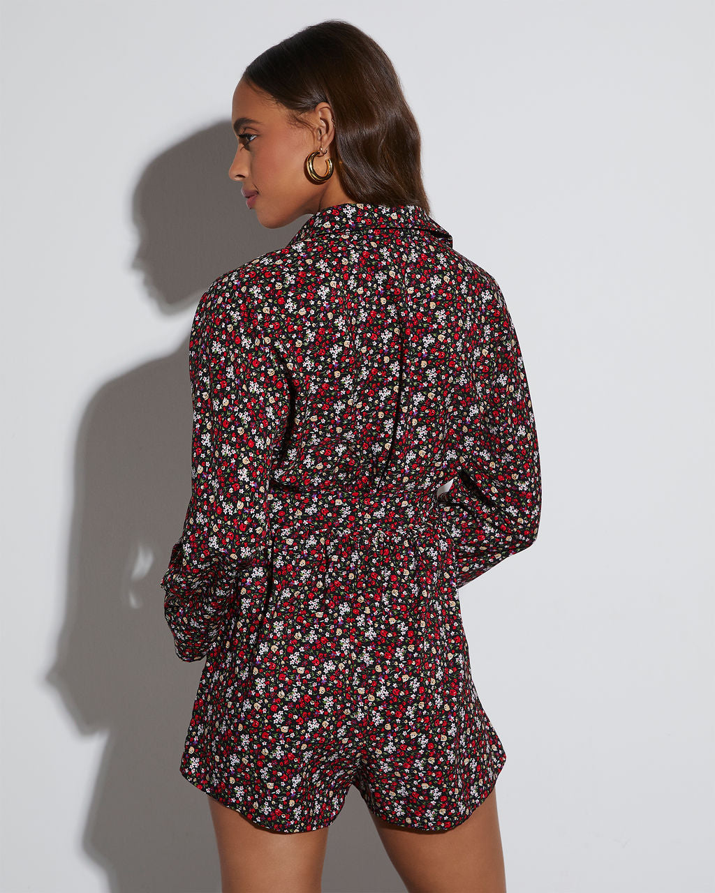 Angelina Printed Button Down Romper-Vogue Logic