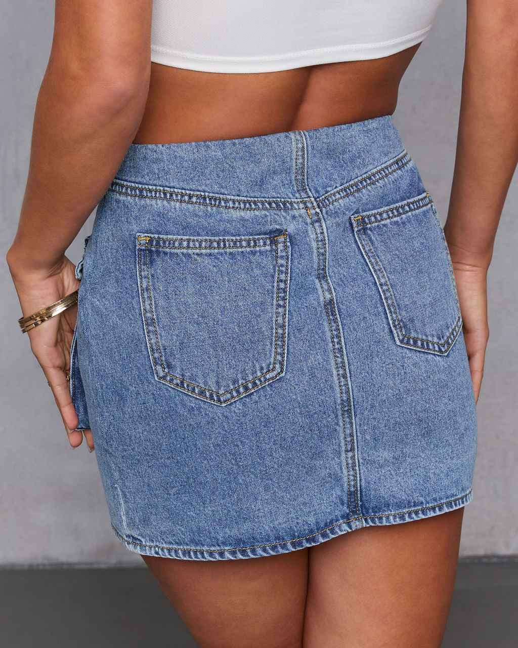 Subtle Grace Pocketed Denim Mini Skirt-Vogue Logic