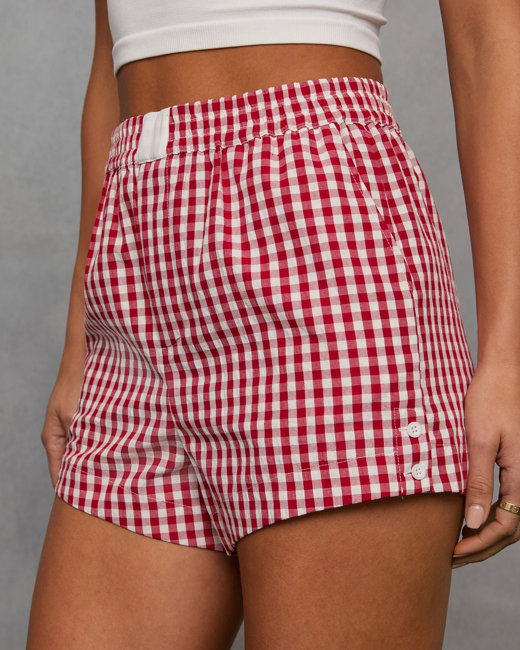 Rori Seersucker Checkered Shorts-Vogue Logic