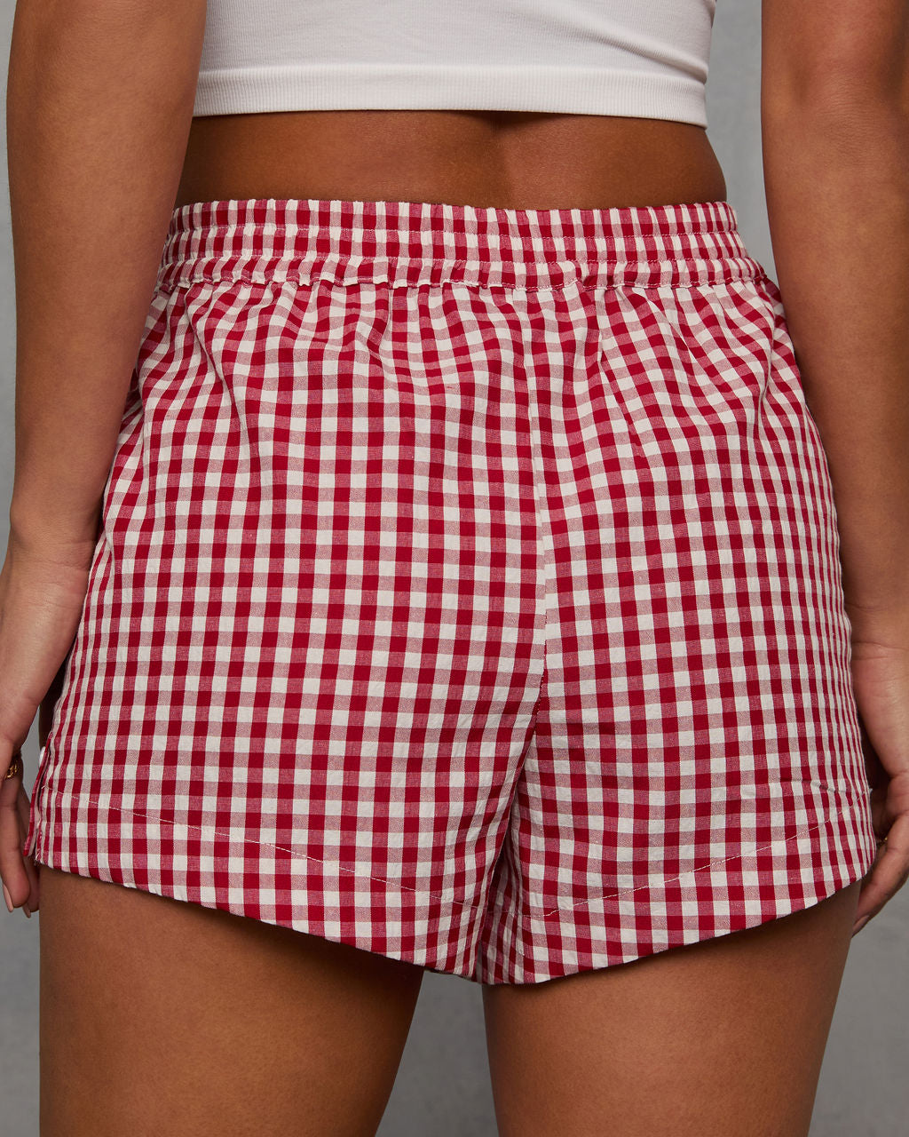 Rori Seersucker Checkered Shorts-Vogue Logic