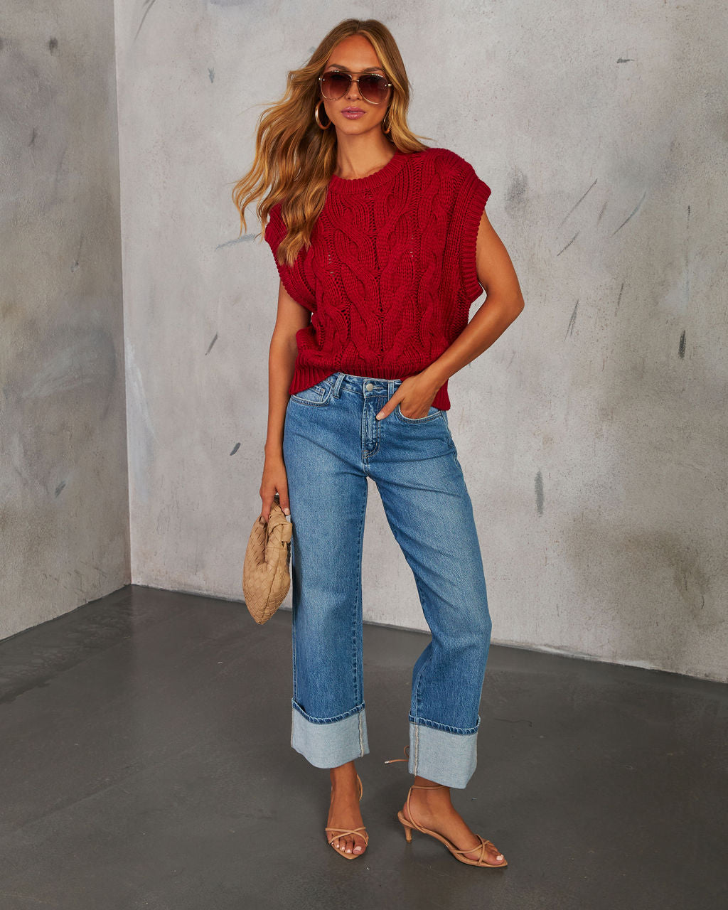 Sivan Cable Knit Sweater Vest-Vogue Logic