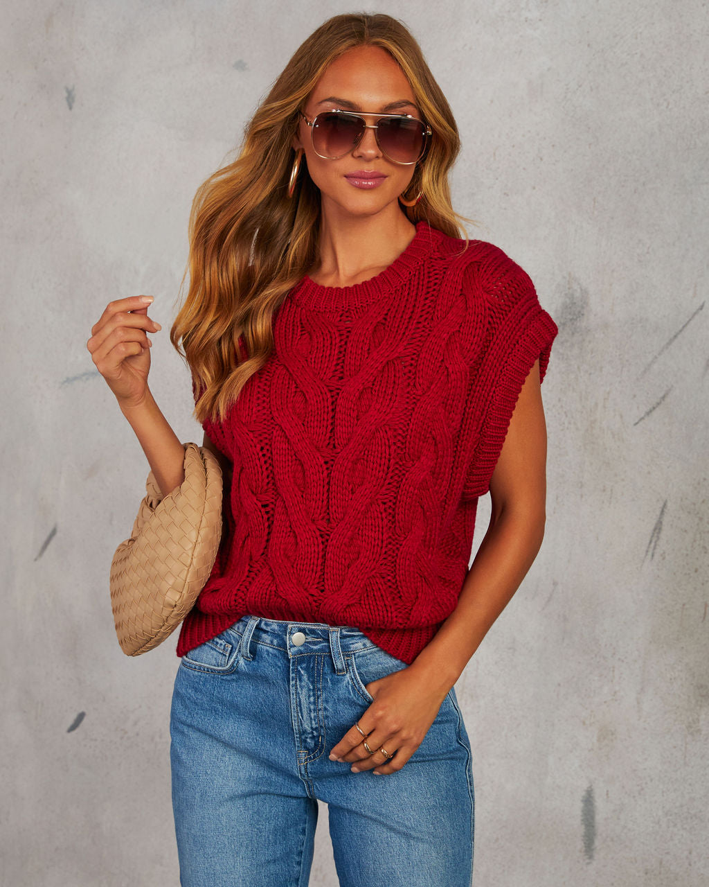Sivan Cable Knit Sweater Vest-Vogue Logic