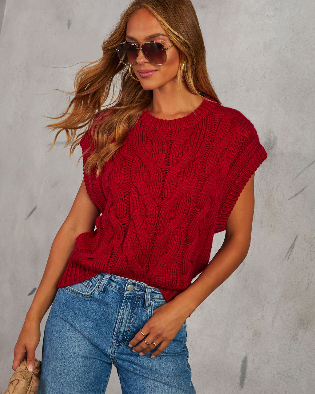 Sivan Cable Knit Sweater Vest-Vogue Logic