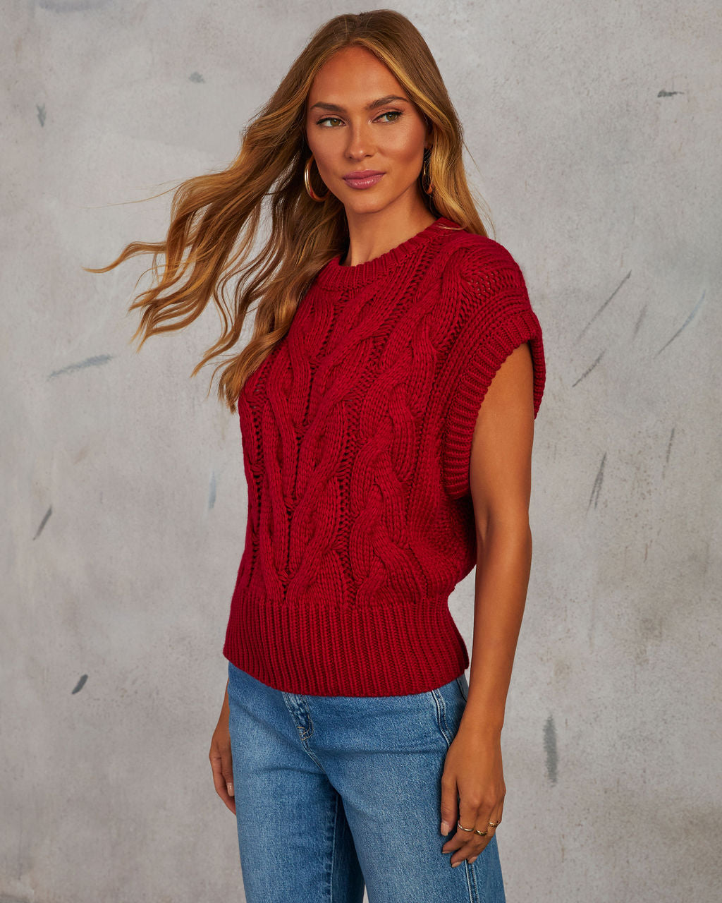 Sivan Cable Knit Sweater Vest-Vogue Logic