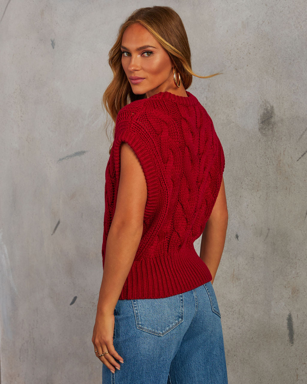 Sivan Cable Knit Sweater Vest-Vogue Logic