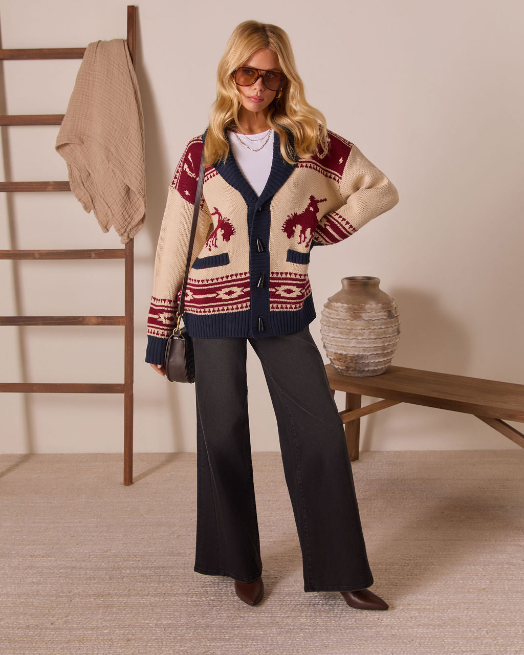 Desert Rodeo Motif Cardigan-Vogue Logic