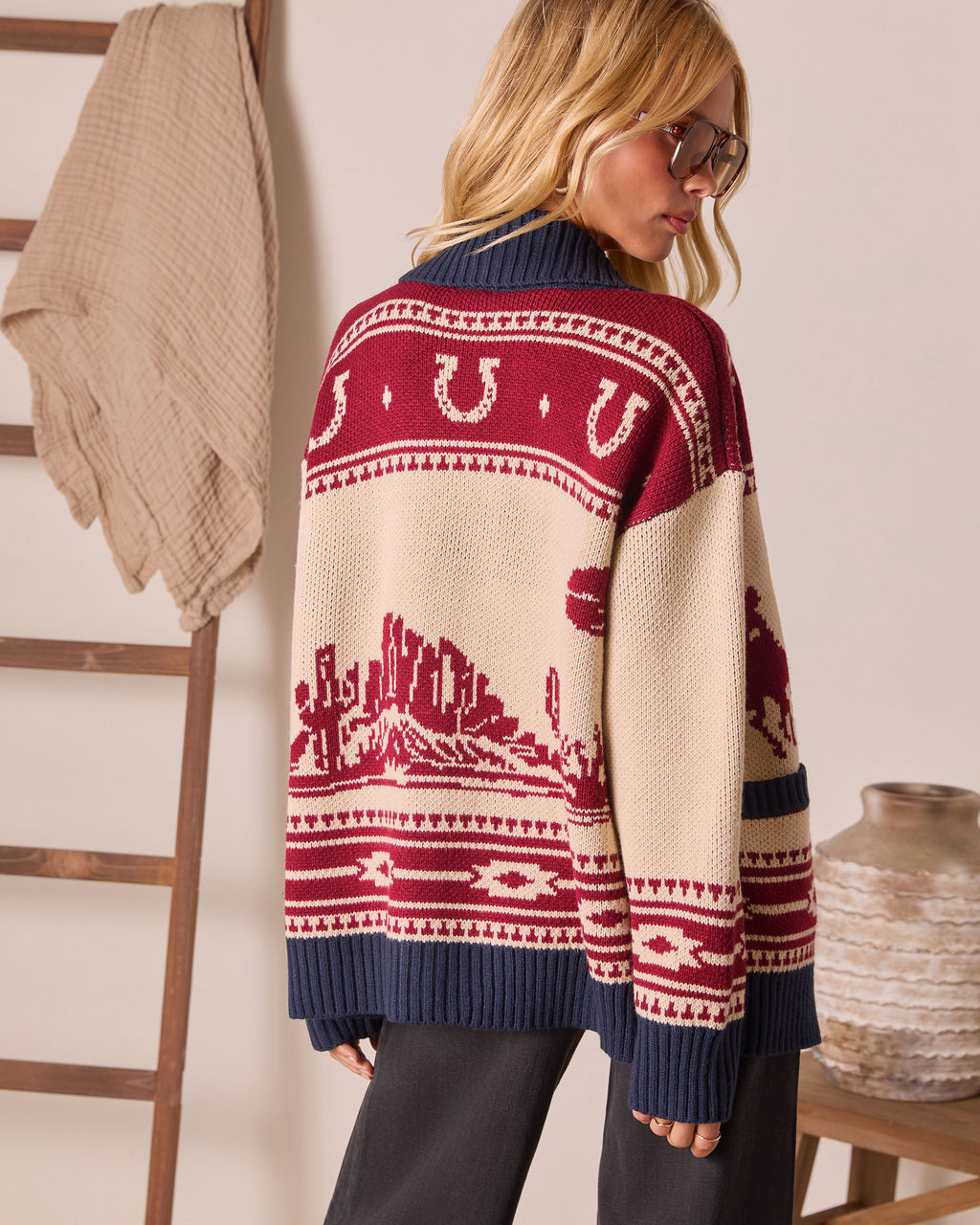 Desert Rodeo Motif Cardigan-Vogue Logic