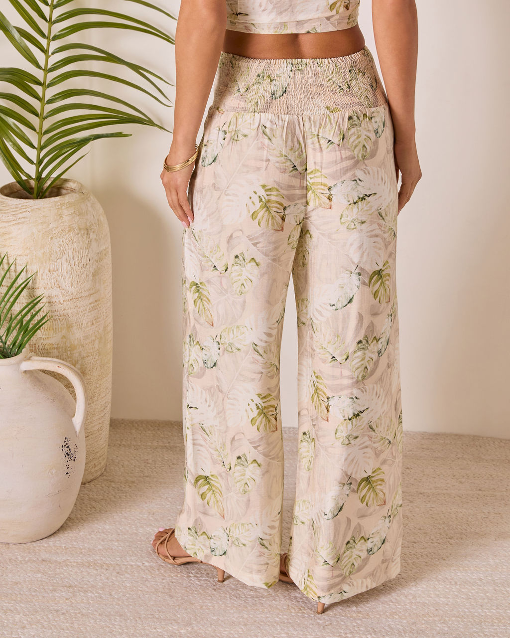 Solla Smocked Wide Leg Pants-Vogue Logic