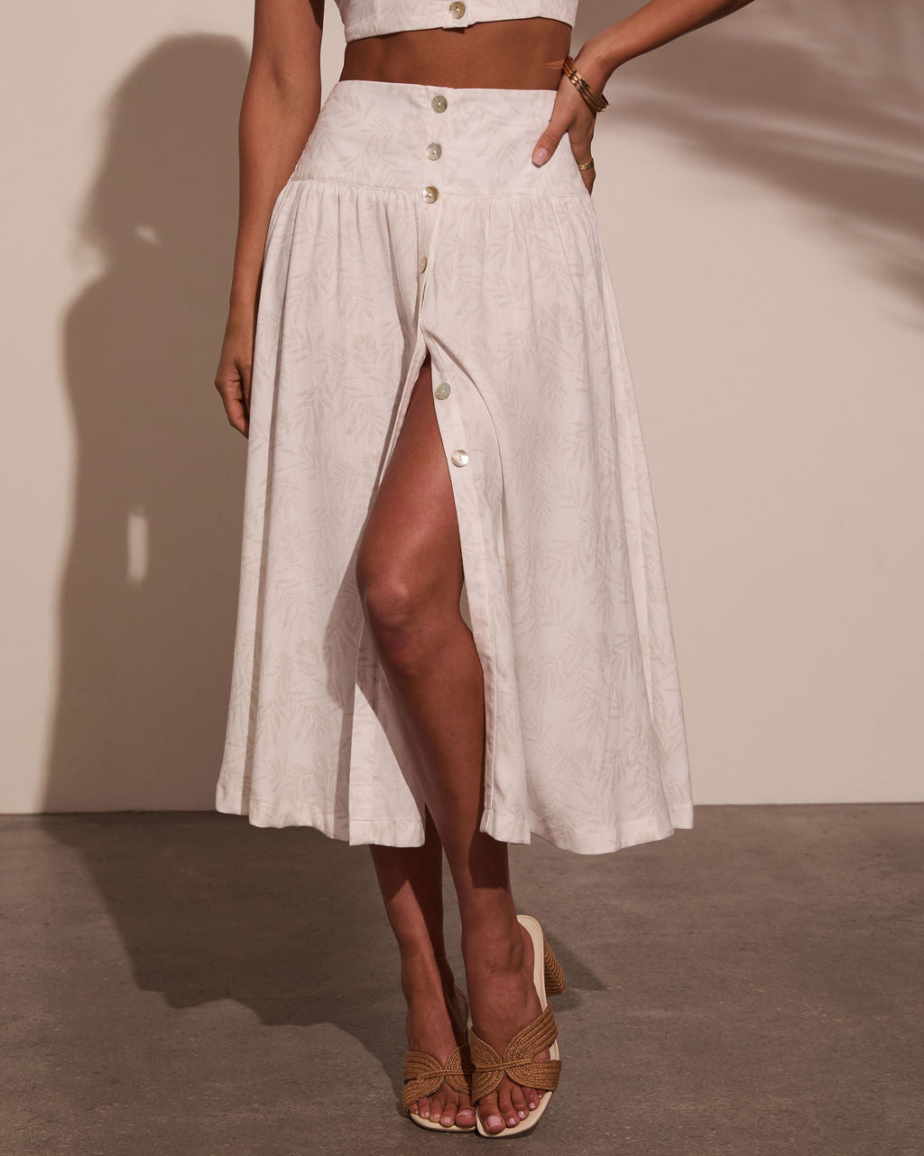 Tropical Chill Palm Midi Skirt-Vogue Logic