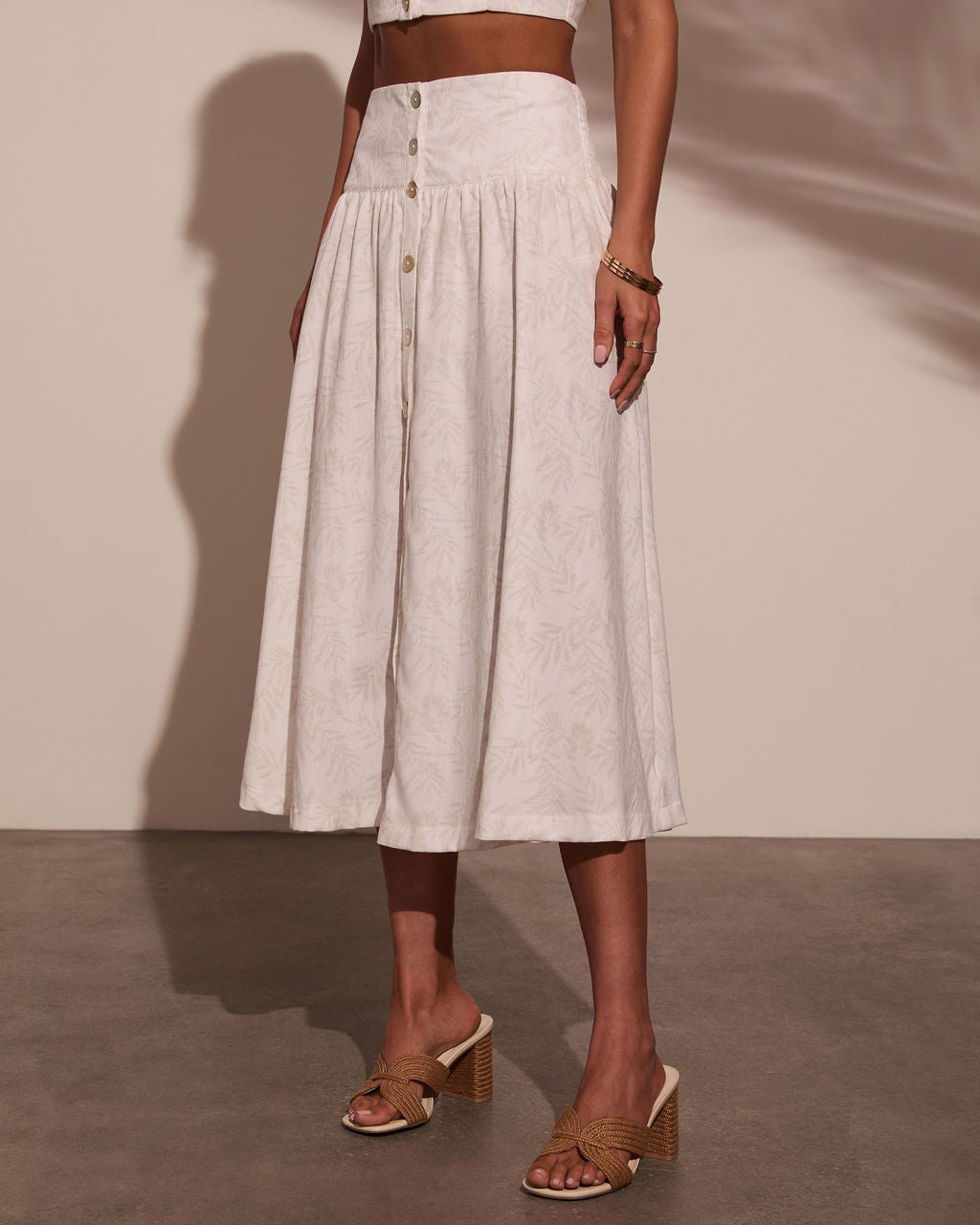 Tropical Chill Palm Midi Skirt-Vogue Logic