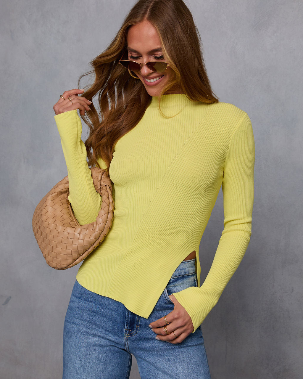 Reina Ribbed Mockneck Top-Vogue Logic