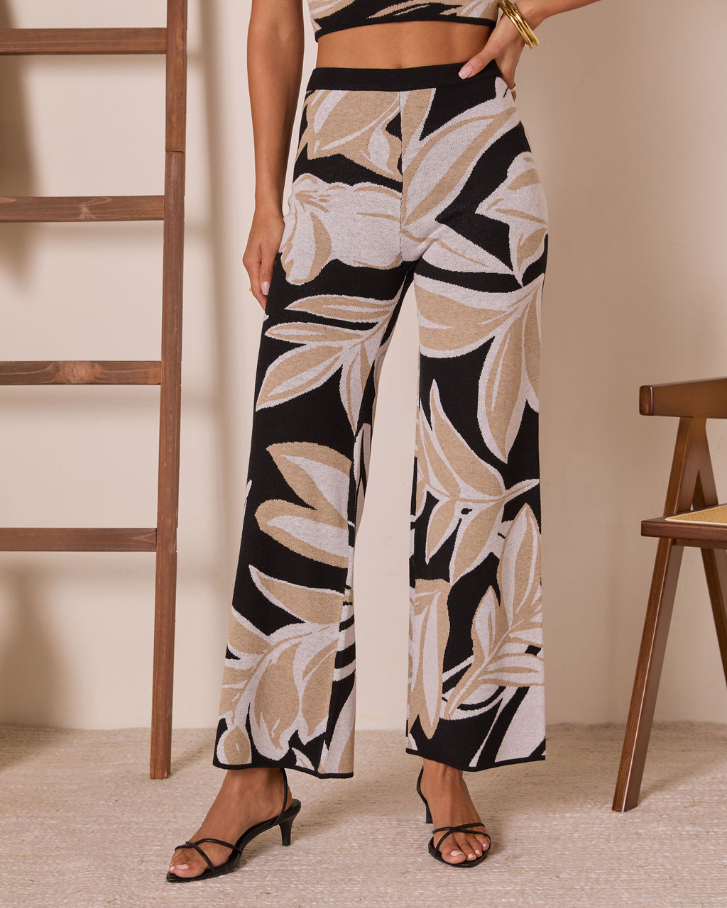 Honey Dust Tropical Knit Pants-Vogue Logic