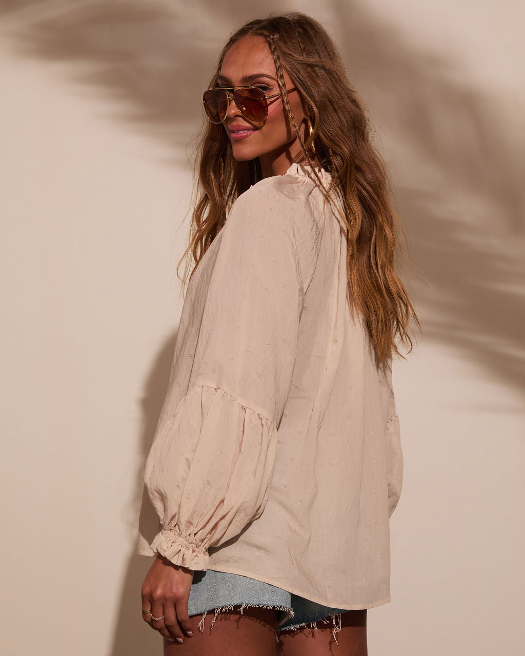 Armen Tassel Tie Peasant Top-Vogue Logic