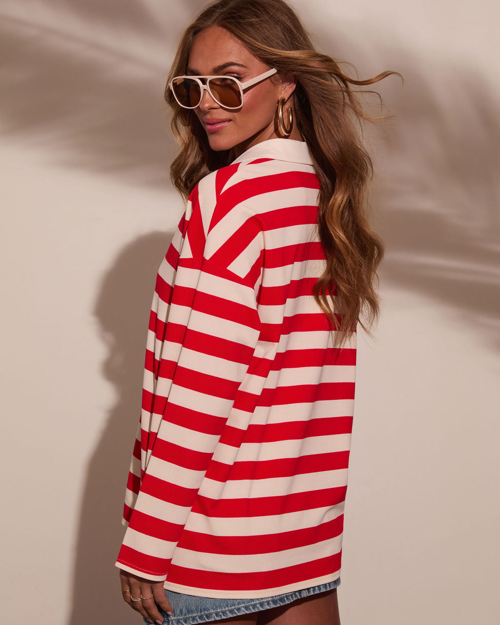 Amala Striped Collared Tee-Vogue Logic