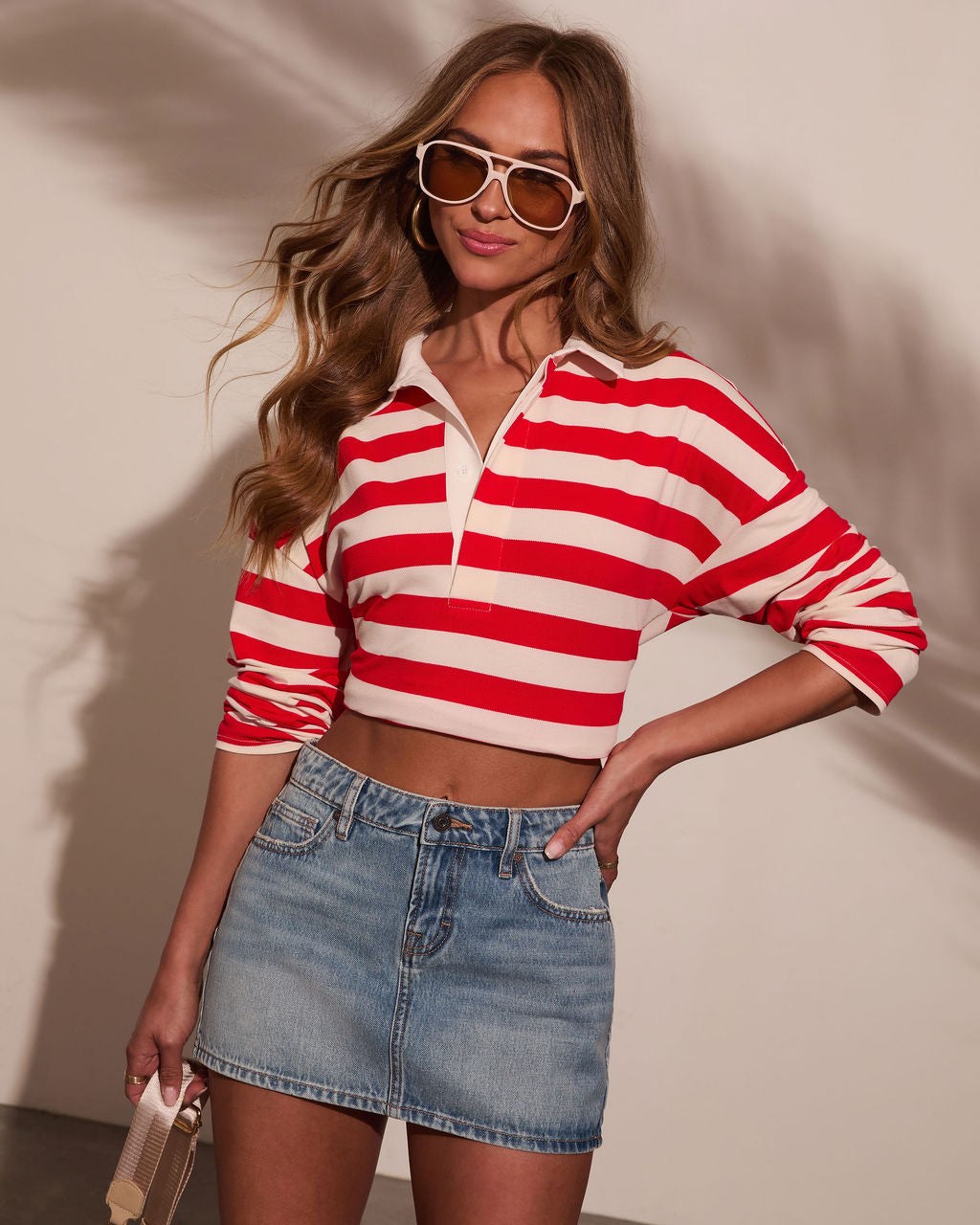 Amala Striped Collared Tee-Vogue Logic