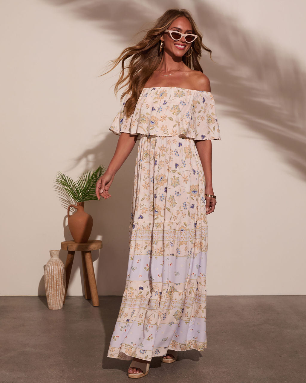 Niah Off The Shoulder Maxi Dress-Vogue Logic