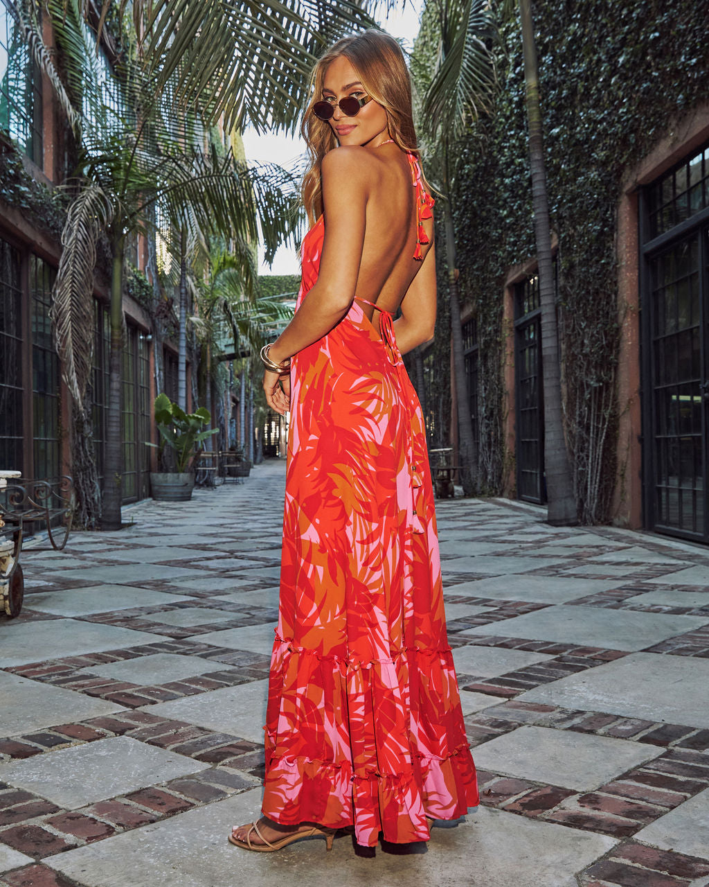 Ophira Tropical Print Maxi Dress-Vogue Logic