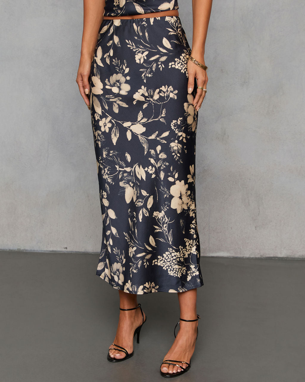 Spiced Honey Printed Satin Midi Skirt-Vogue Logic