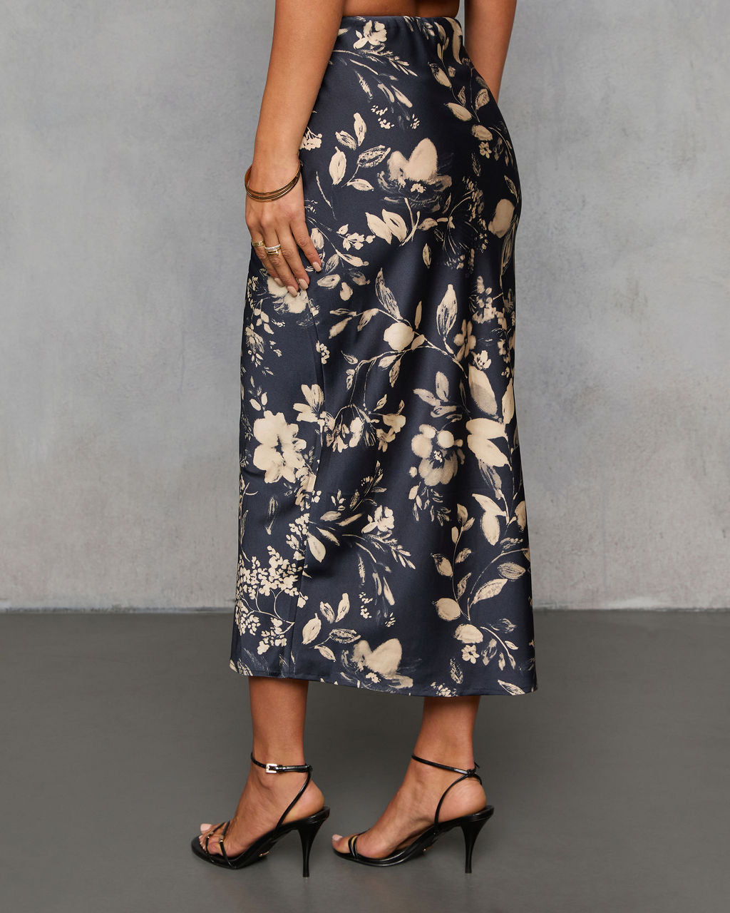 Spiced Honey Printed Satin Midi Skirt-Vogue Logic