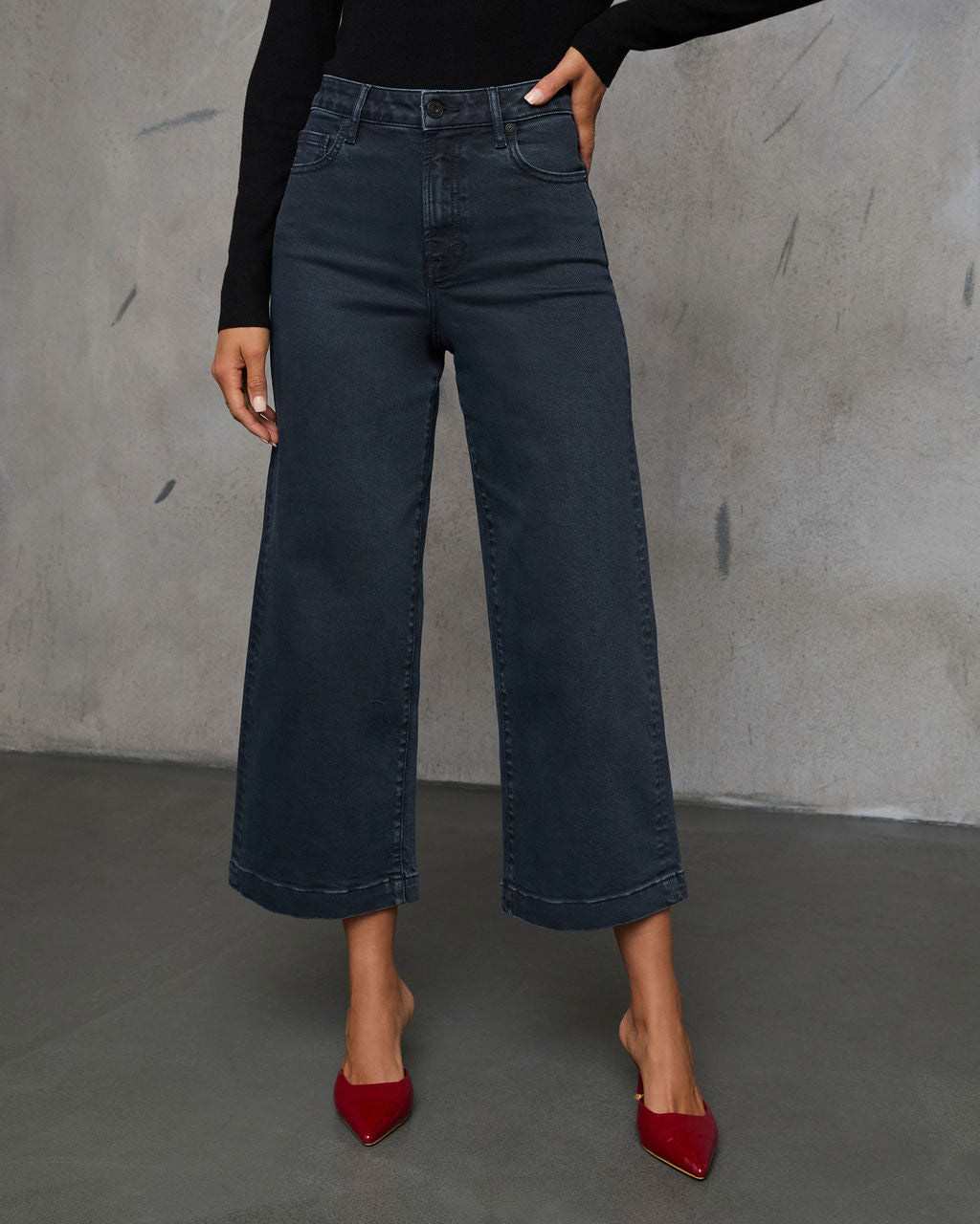 Stick With Me High Rise Cropped Wide Leg Jeans-Vogue Logic