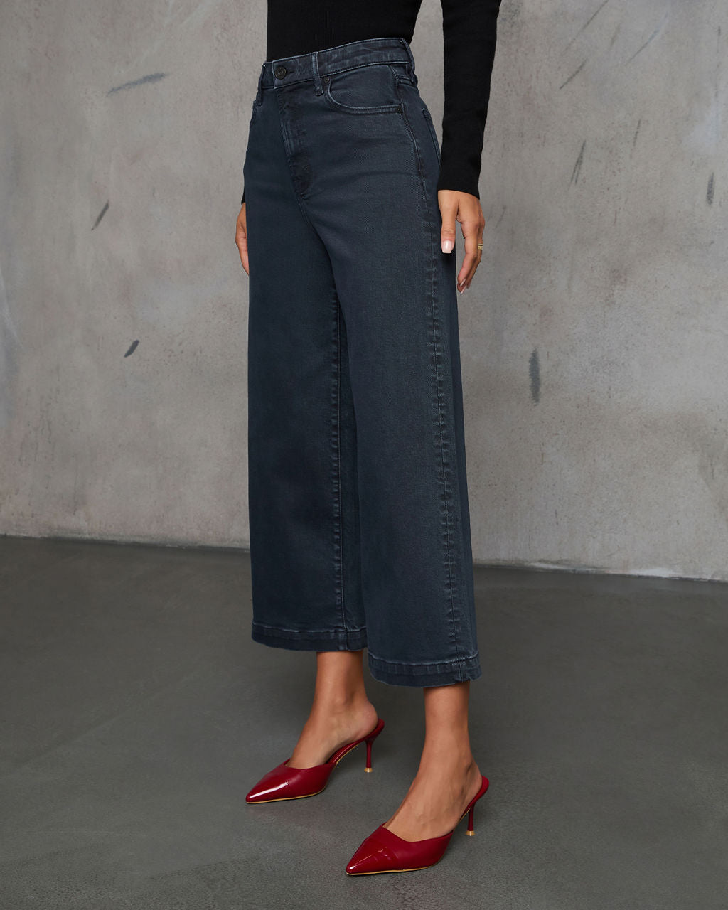 Stick With Me High Rise Cropped Wide Leg Jeans-Vogue Logic