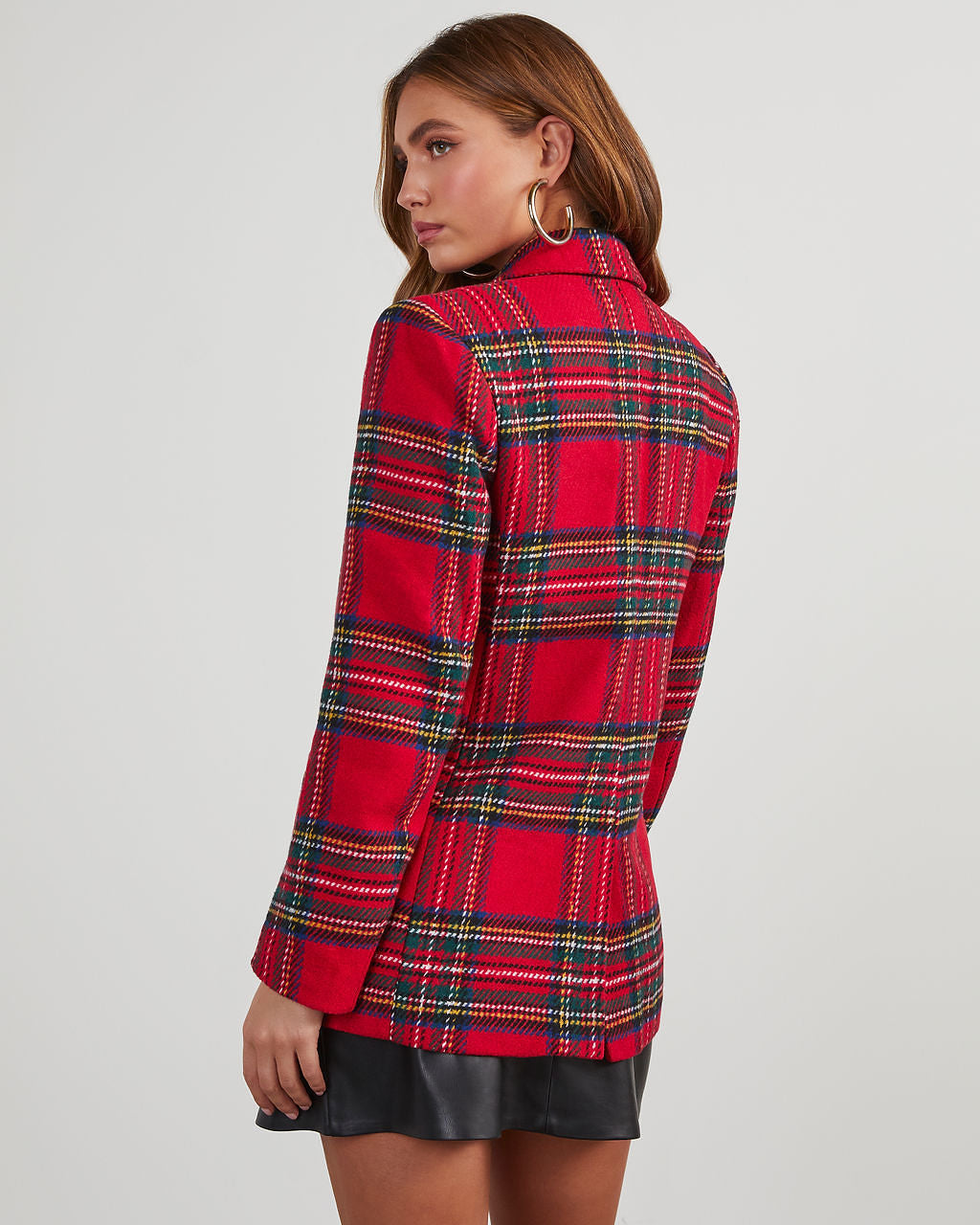 Eve Pocketed Plaid Blazer-Vogue Logic