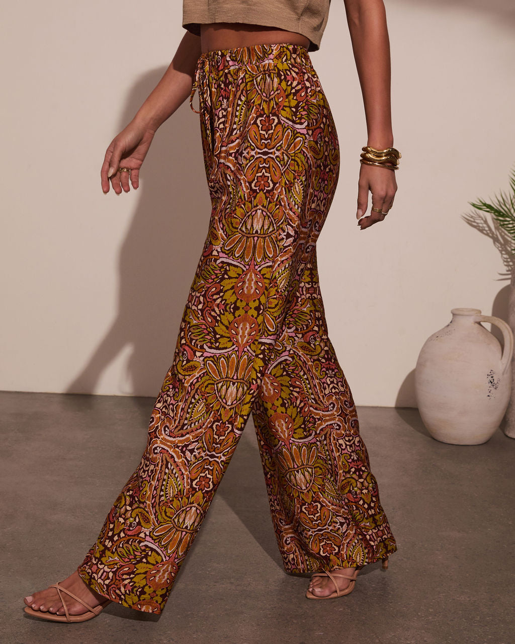 Sun Kissed Paisley Print Pants-Vogue Logic