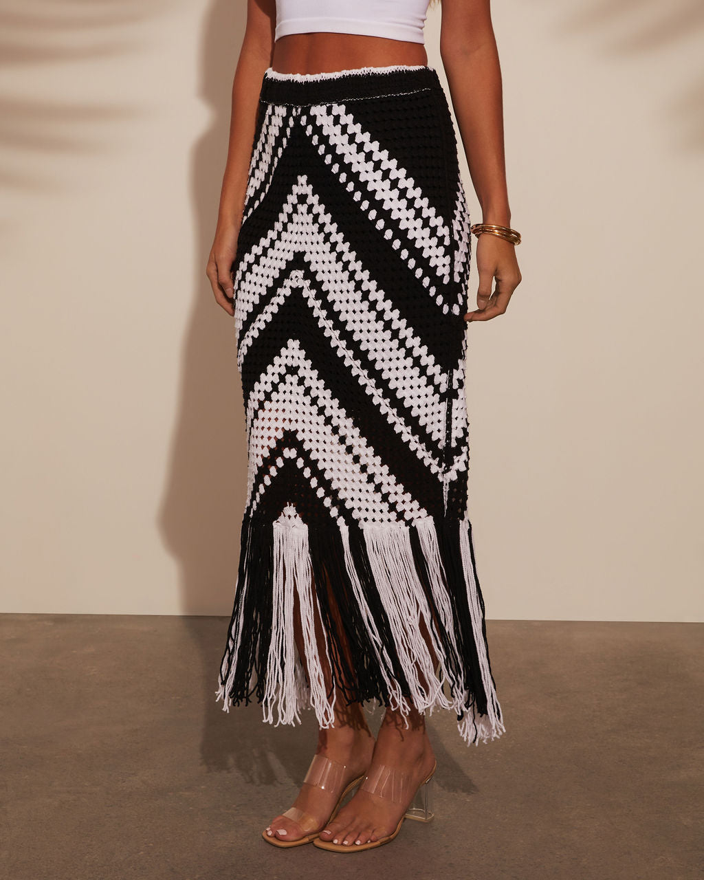 Costa Chic Fringe Crochet Maxi Skirt-Vogue Logic