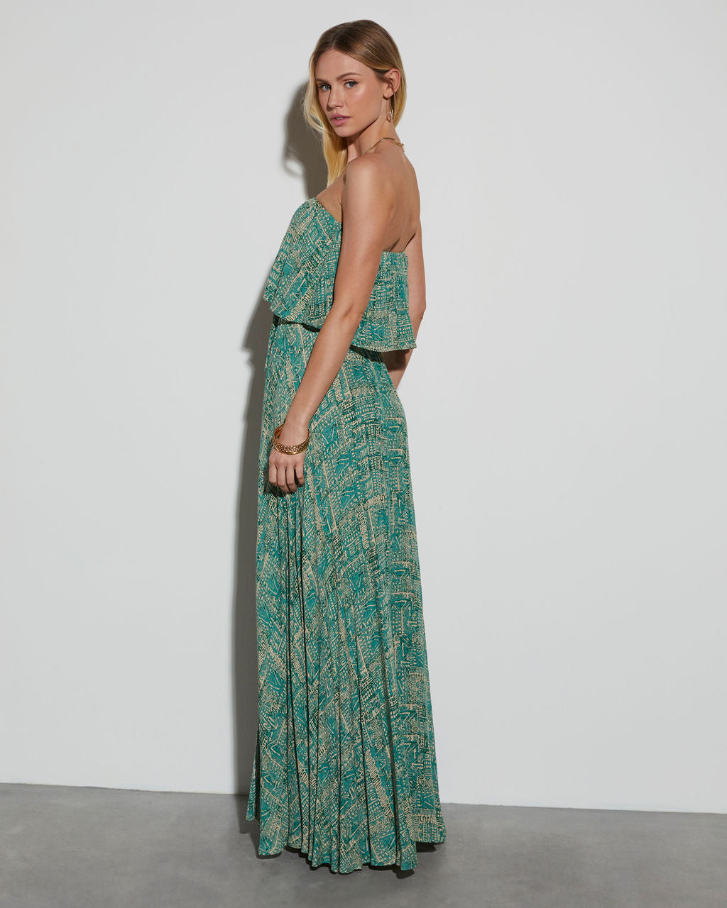 Caribbean Islands Strapless Maxi Dress-Vogue Logic